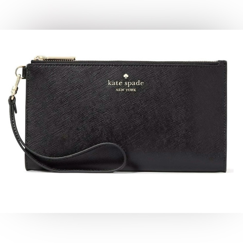 Kate Spade NWT Clutch/Wristlet, Double Zipper, Madison, Saffiano Leather, Black